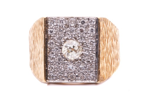 Lot 77 - A diamond-set panel ring, the rectangular...