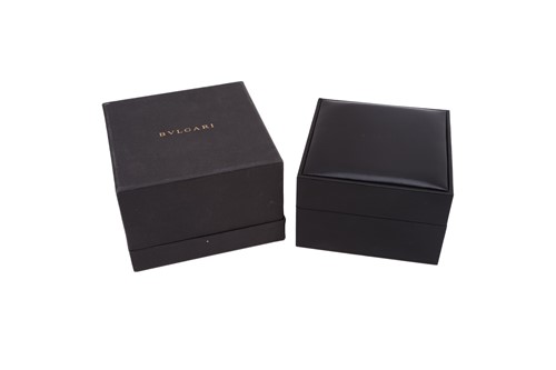 Lot 392 - Bvlgari - An empty black leather watch box...