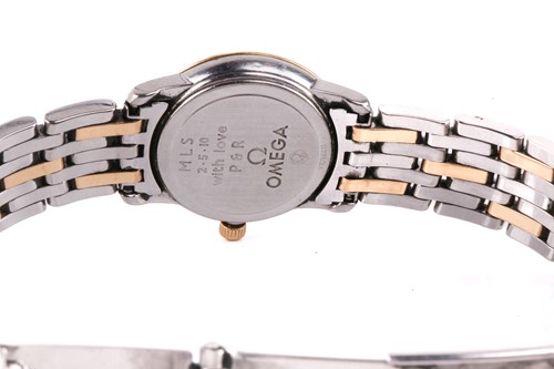 Lot 336 - An Omega DeVille diamond set two tone ladies...