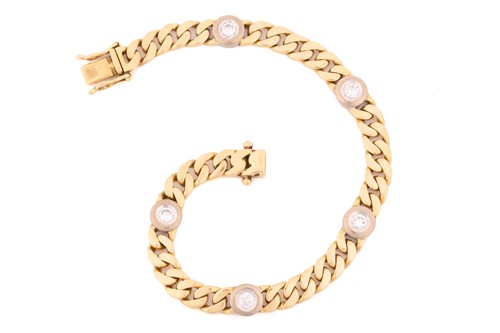 Lot 228 - A diamond-set curb chain bracelet, consisting...