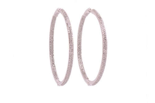 Lot 211 - A pair of diamond-set hoop earrings, each...