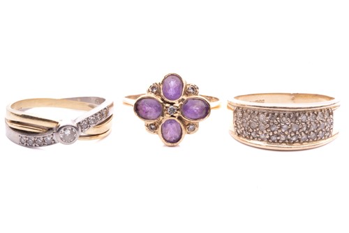 Lot 62 - A collection of three gem-set rings; to...