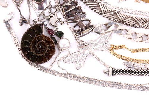 Lot 196 - Assorted white metal jewellery and gilt...