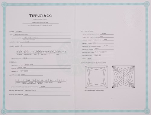 Lot 10 - Tiffany & Co. - a princess-cut solitaire...