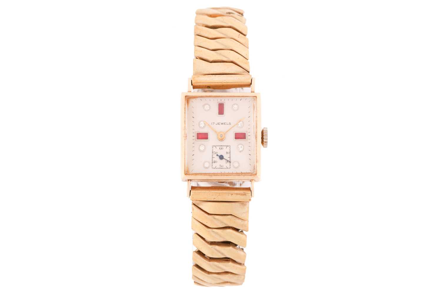 Lot 326 - An Art Deco ladies 14k yellow gold wristwatch,...