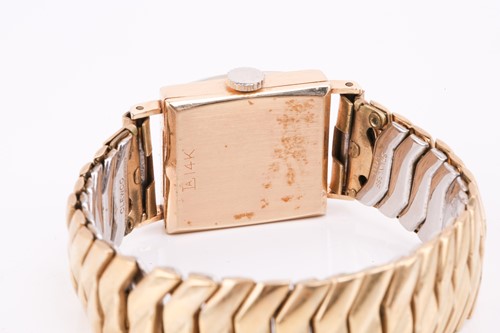 Lot 326 - An Art Deco ladies 14k yellow gold wristwatch,...