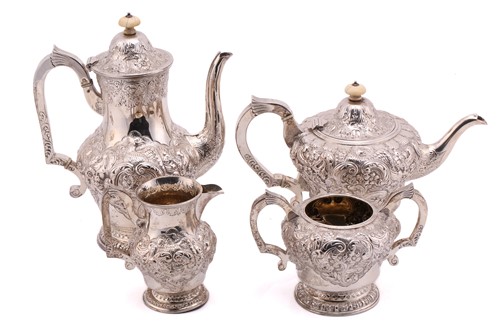 Lot 411 - A good quality silver four-piece tea set,...