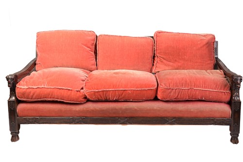 Lot 217 - A carved walnut three-seat Bergere sofa and...