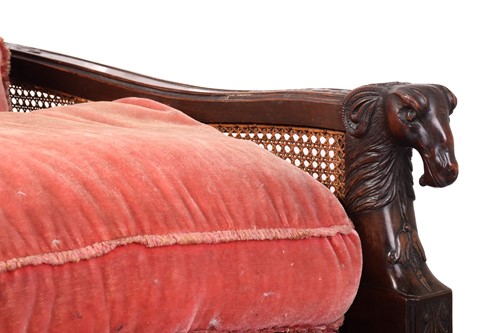 Lot 217 - A carved walnut three-seat Bergere sofa and...