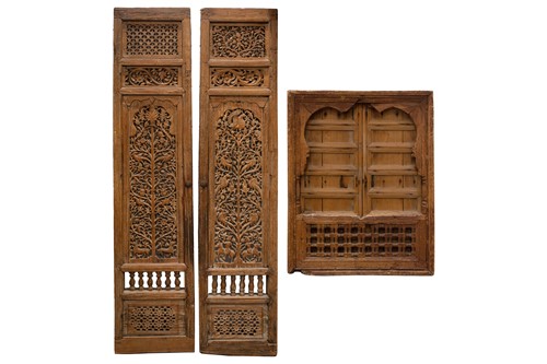 Lot 167 - A matched pair of 19th-century teak Haveli...