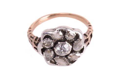 Lot 40 - A 19th-century diamond cluster ring, in the...