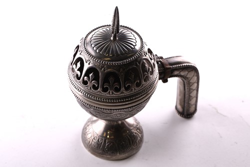 Lot 424 - An Omani silver incense burner (Majmar), early...