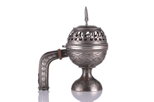 Lot 424 - An Omani silver incense burner (Majmar), early...