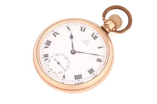 Lot 381 - An open-face Omega pocket watch, featuring a...