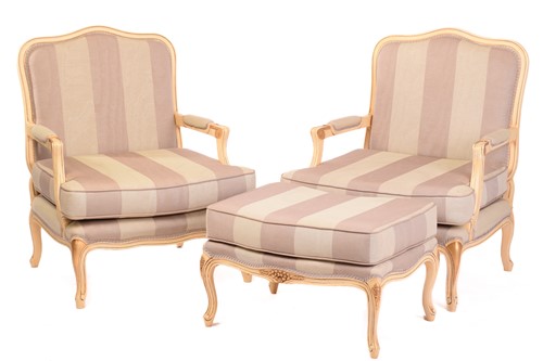 Lot 323 - A pair of Louis XV-style ivory painted and...