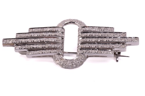 Lot 25 - An Art Deco style diamond brooch, modelled as...