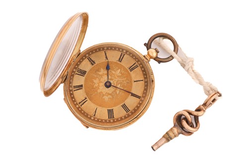 Lot 315 - An gold open-faced lady's key wind fob watch...