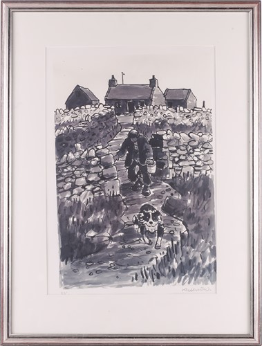 Lot 123 - Kyffin Williams (1918-2006), Farmer with Sheep...
