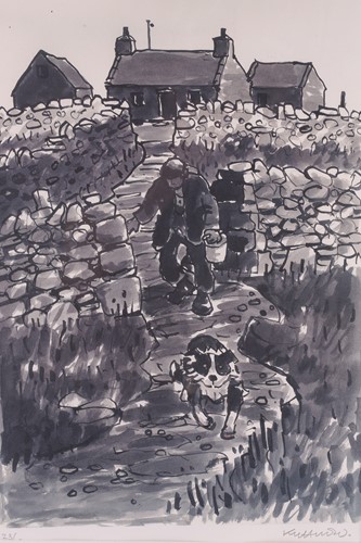 Lot 123 - Kyffin Williams (1918-2006), Farmer with Sheep...