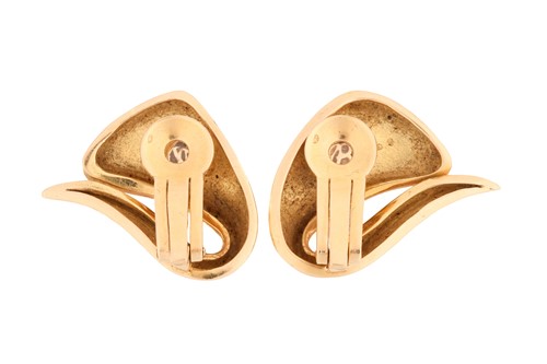 Lot 48 - A pair of clip-on earrings of abstract form,...