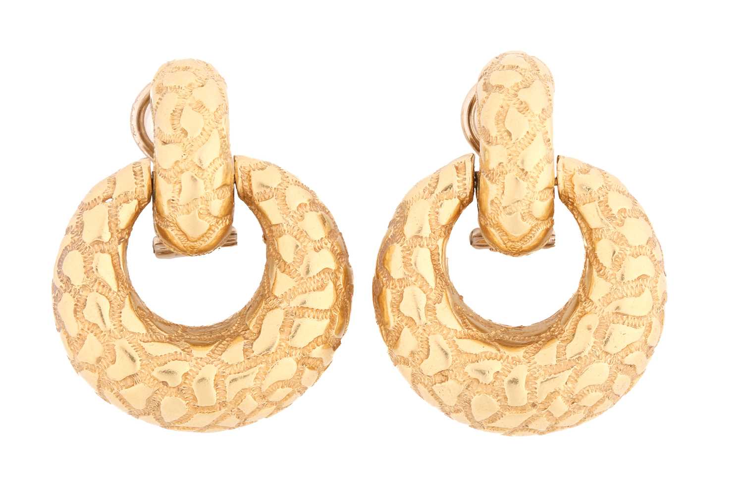 Lot 39 - A pair of hooped clip-on earrings, each...