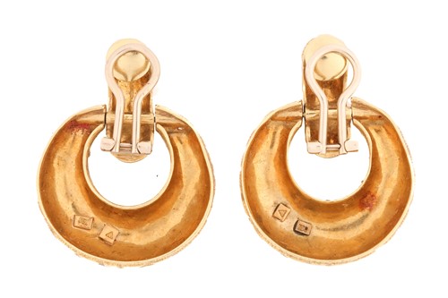 Lot 39 - A pair of hooped clip-on earrings, each...