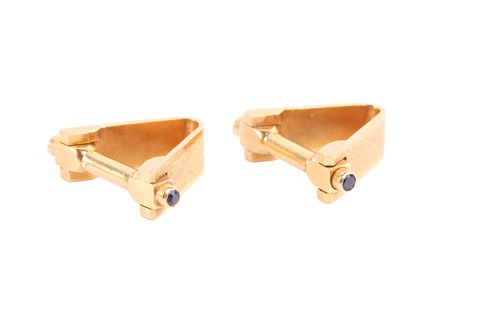 Lot 3 - A pair of stirrup cufflinks, embellished with...