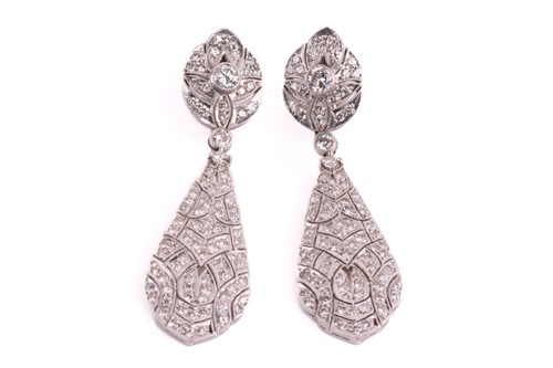 Lot 230 - A pair of Belle Époque-styled diamond...