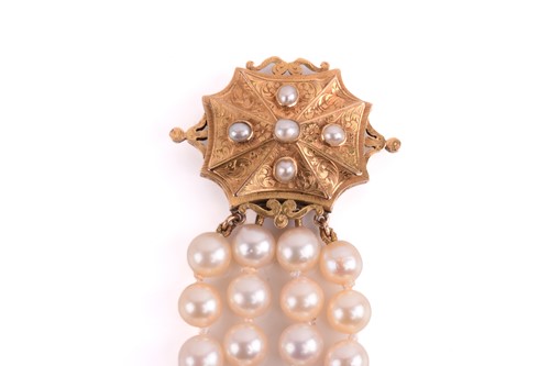 Lot 162 - A four-row cultured pearl necklace, comprising...