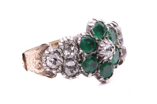 Lot 139 - A Victorian emerald and diamond flowerhead...