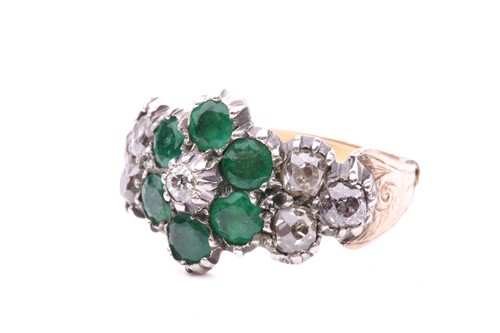 Lot 139 - A Victorian emerald and diamond flowerhead...