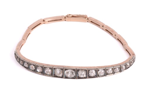 Lot 120 - An old-cut diamond line bracelet,...