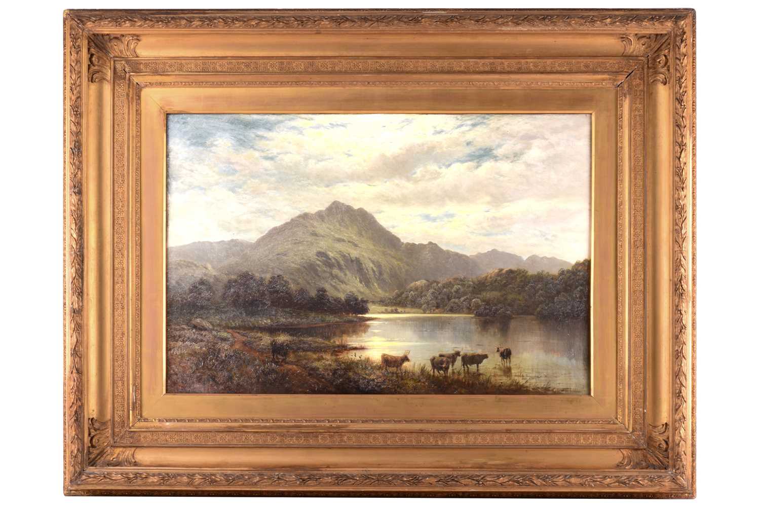 Lot 208 - J O Hume (19th century), Highland cattle by a...