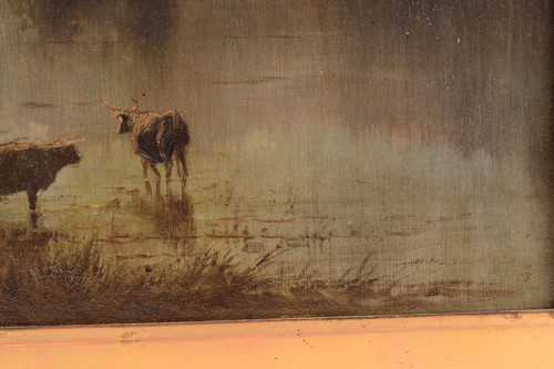 Lot 208 - J O Hume (19th century), Highland cattle by a...