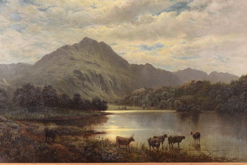 Lot 208 - J O Hume (19th century), Highland cattle by a...