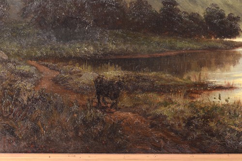 Lot 208 - J O Hume (19th century), Highland cattle by a...