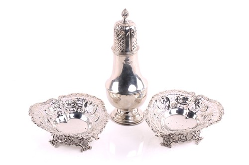 Lot 426 - A silver sugar caster of baluster form the...