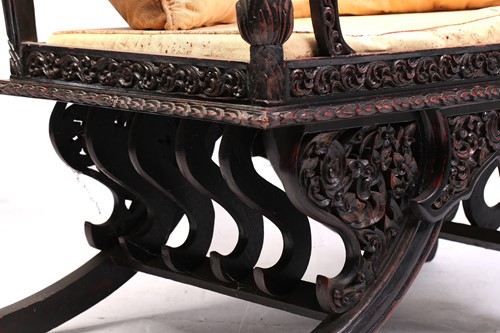 Lot 359 - A Burmese carved and red lacquered Howdar seat...