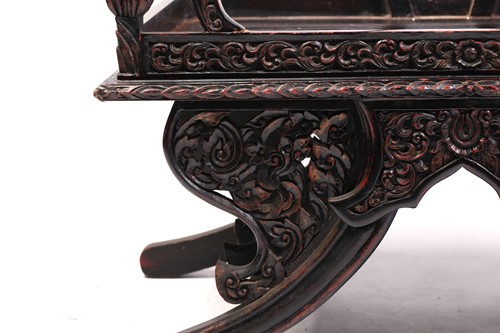 Lot 359 - A Burmese carved and red lacquered Howdar seat...