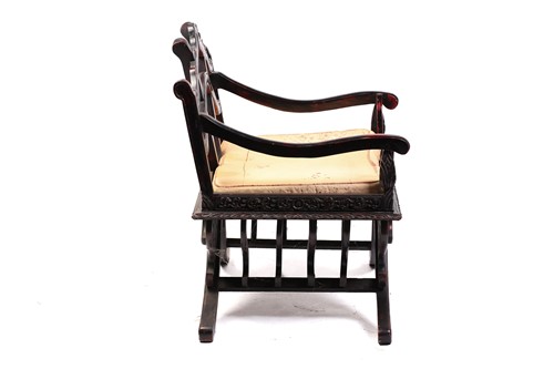 Lot 359 - A Burmese carved and red lacquered Howdar seat...