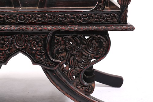 Lot 359 - A Burmese carved and red lacquered Howdar seat...