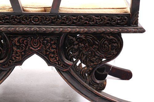 Lot 359 - A Burmese carved and red lacquered Howdar seat...