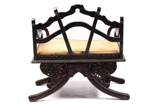 Lot 359 - A Burmese carved and red lacquered Howdar seat...