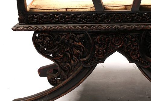 Lot 359 - A Burmese carved and red lacquered Howdar seat...
