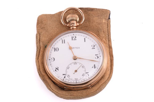 Lot 320 - A 9 carat gold open-faced pocket watch; the...