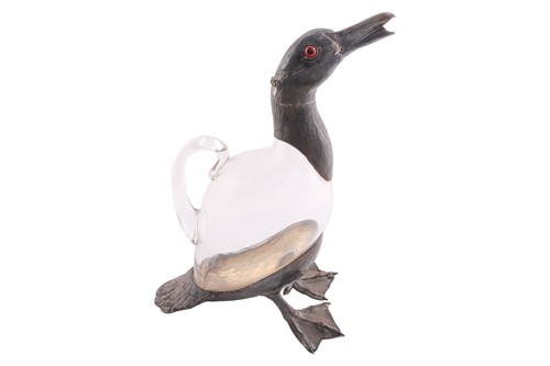 Lot 462 - An Edwardian silver mounted novelty "Duck"...