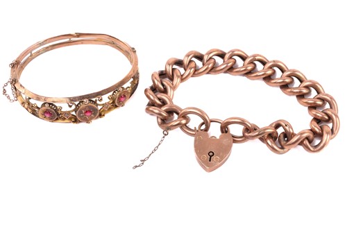 Lot 114 - Two Edwardian bracelets in 9ct rose gold; the...