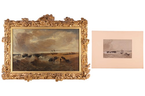 Lot 20 - Miles Edmund Cotman (1810 - 1858) 'Wreck on...
