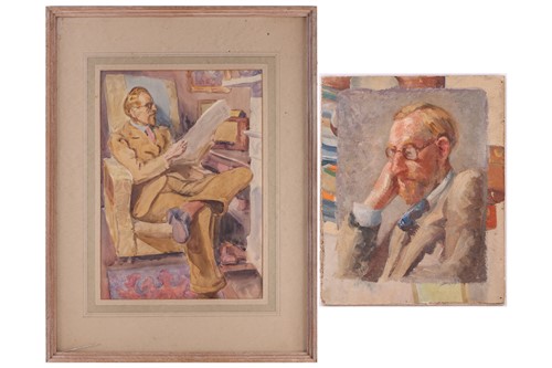 Lot 161 - Alec Cotman (1907-1981), 'Self Portrait Seated...