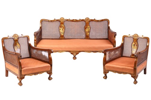 Lot 136 - An early 20th-century walnut and chinoiserie...